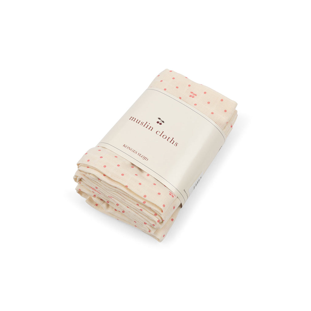 Konges Sløjd stofble, ekologisk muslin, 3-pack - Cherry Dot