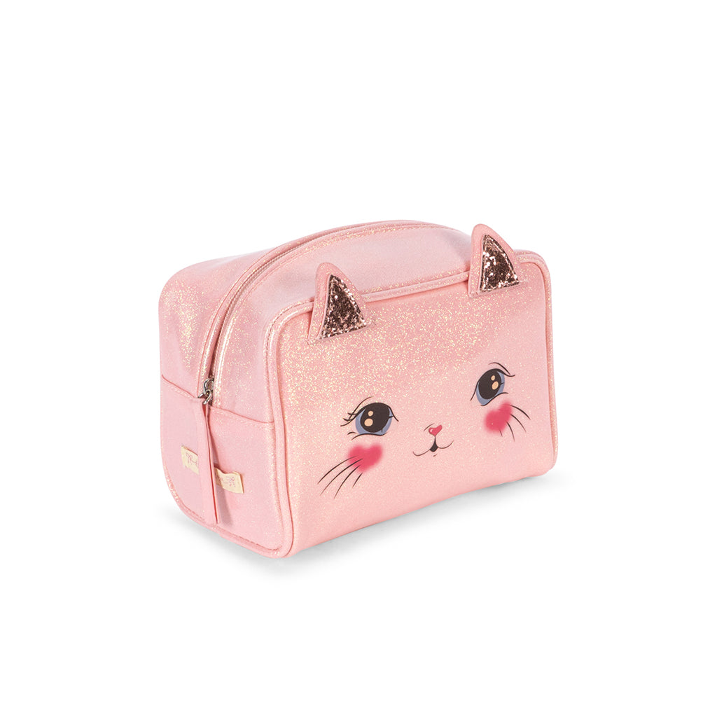 Konges Sløjd Barnplånbok, katt - Cerise glitter pink