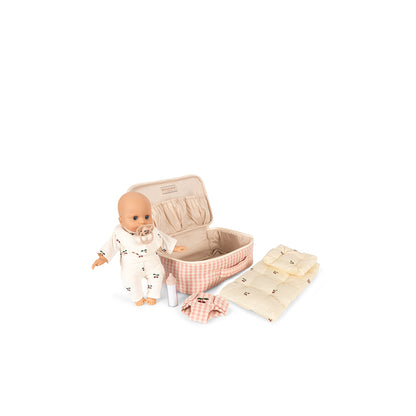 Konges Sløjd babydukke m kuffert og tilbehør - Pink check