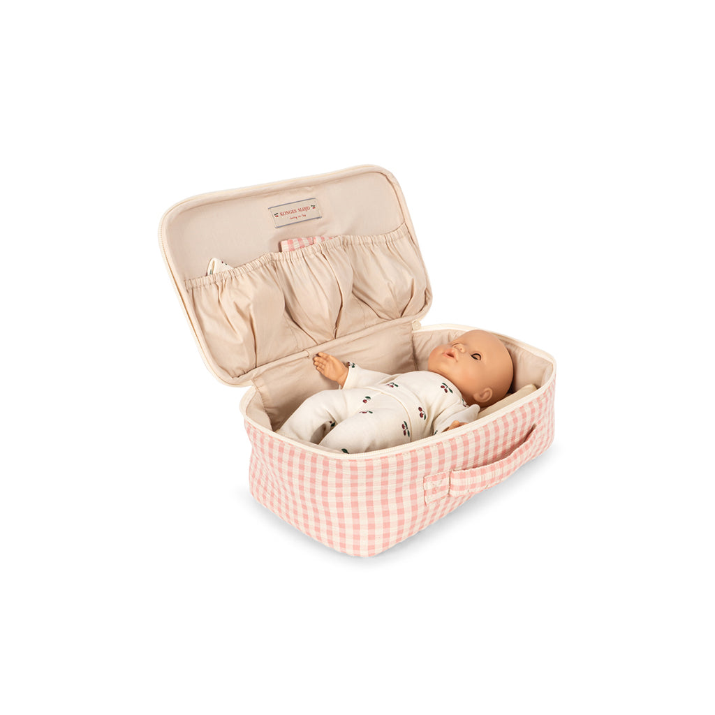 Konges Sløjd babydocka med resväska och tillbehör – Pink check