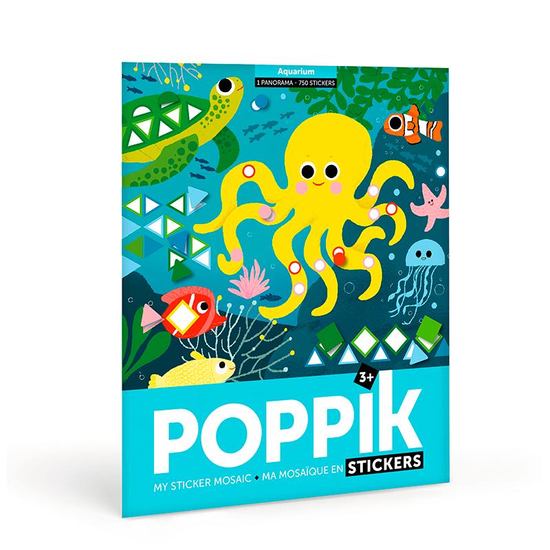 Poppik klistermosaik i papper, affisch och 750 stickers - Aquarium