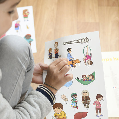 Poppik klistremosaik i papper, Lärande affisch med 48 klistermärken – Kroppen