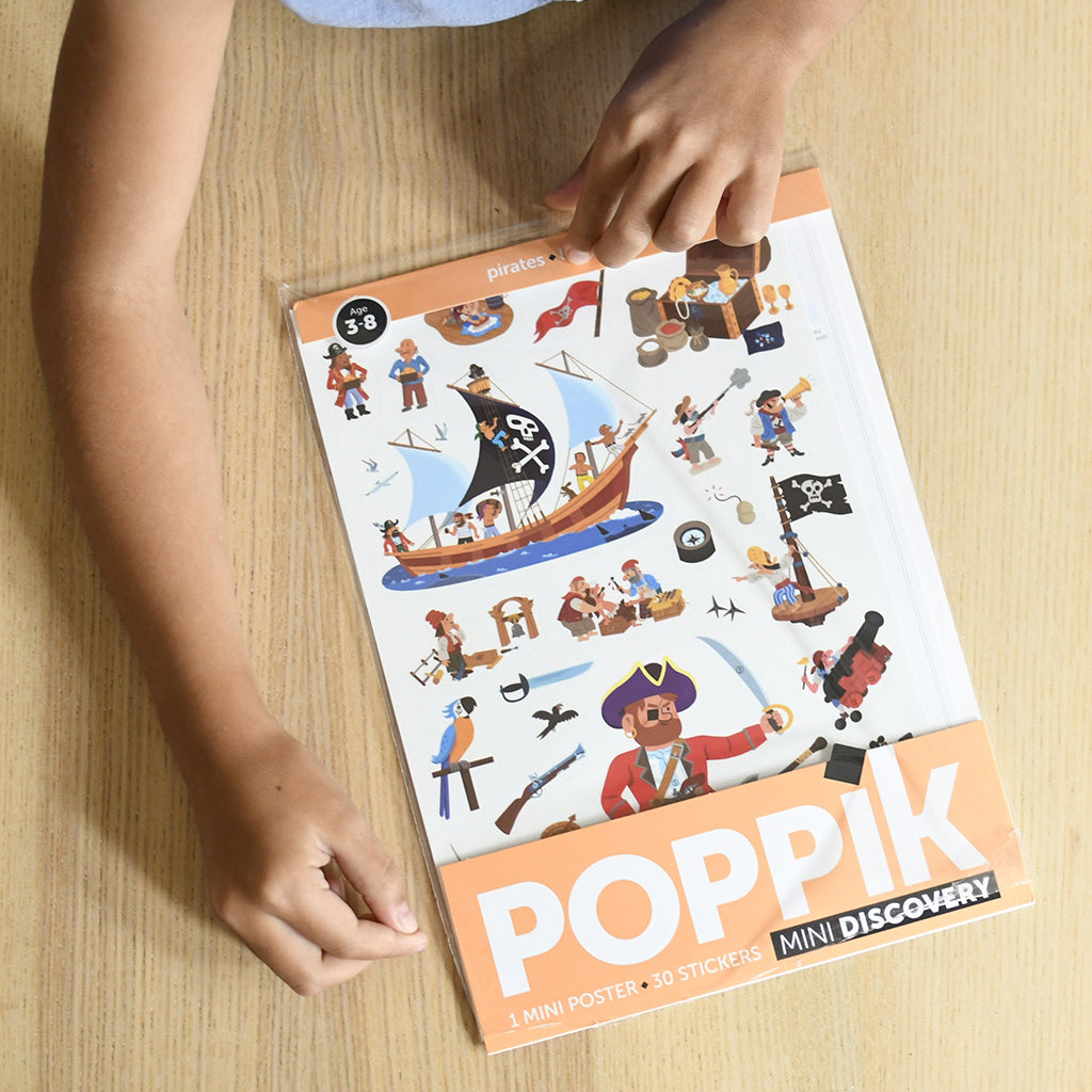 Poppik klistermosaik i papper, miniaffisch och 30 klistermärken - Pirat