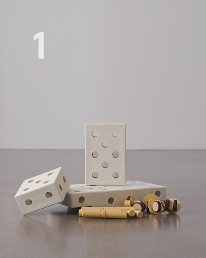 Modu byggleksak i skum, Curiosity-set, 14 delar - Sand Grey / Honey Yellow