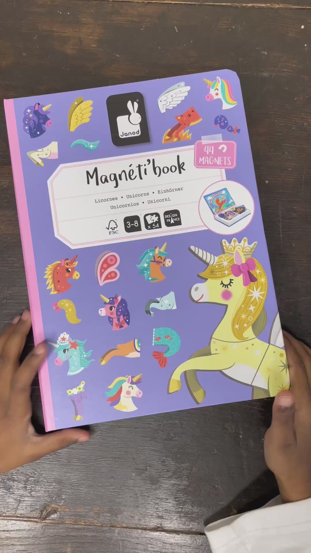 Janod magnetbog, 44 stk. Enhjørning