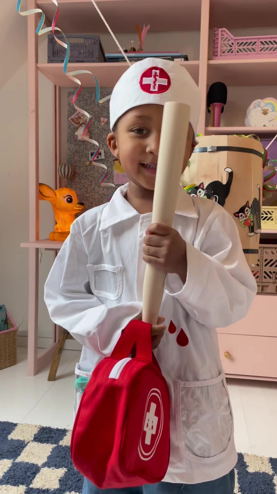 Fastelavnstøndesæt i træ, liten 35 cm - 4-7 år