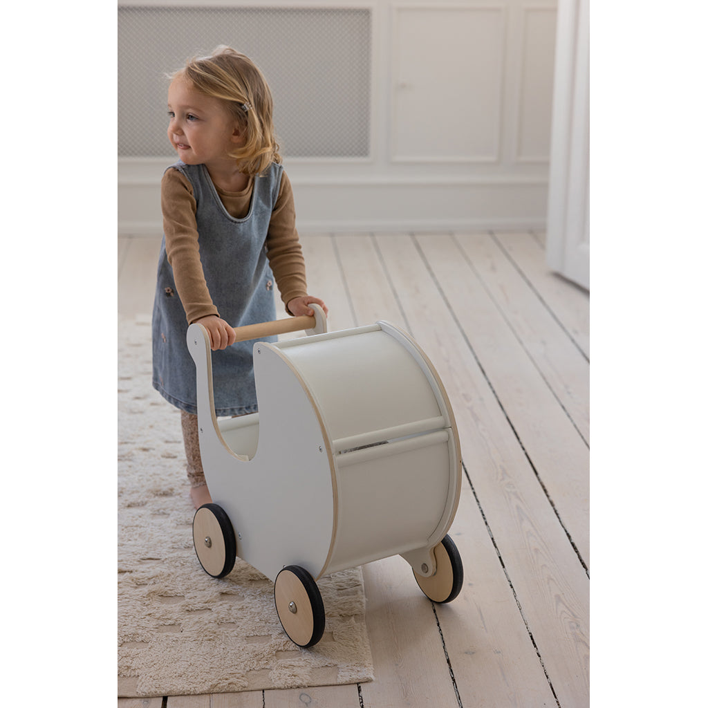 Sebra dockvagn i trä, Vit