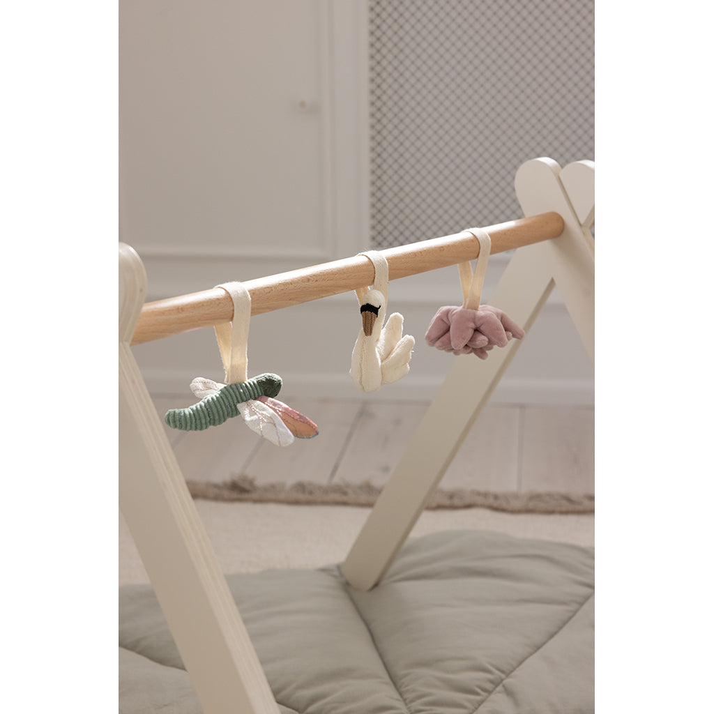 Sebra aktivitetsleksaker, 3 st. blomma, trollslända, svan