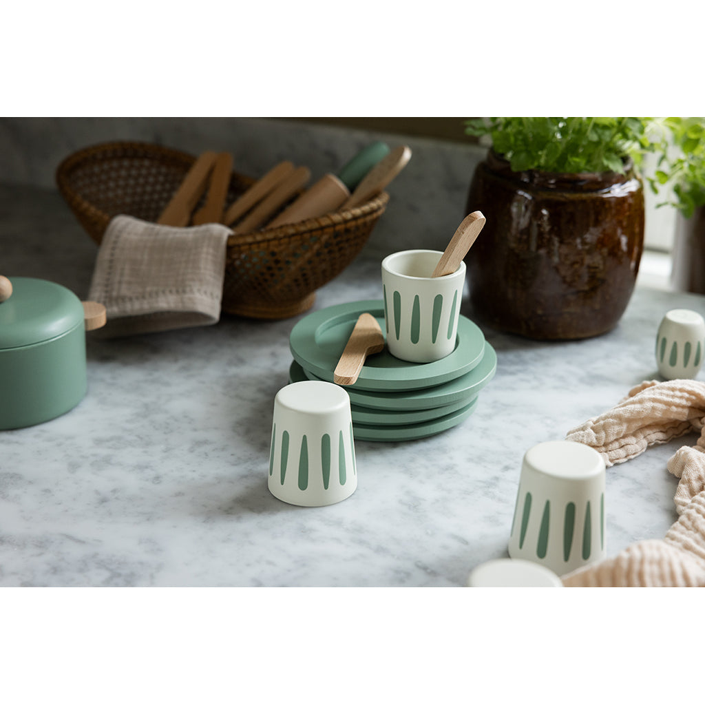 Sebra leksaksservis för 4 i trä