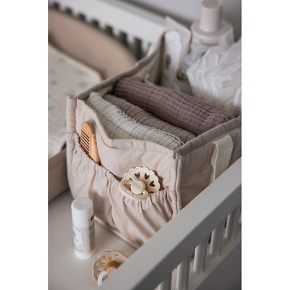 Sebra pusleopbevaringskurv i stof m hanke, Morning beige