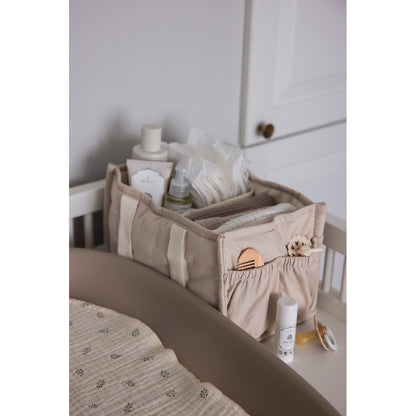 Sebra pusleopbevaringskurv i stof m hanke, Morning beige