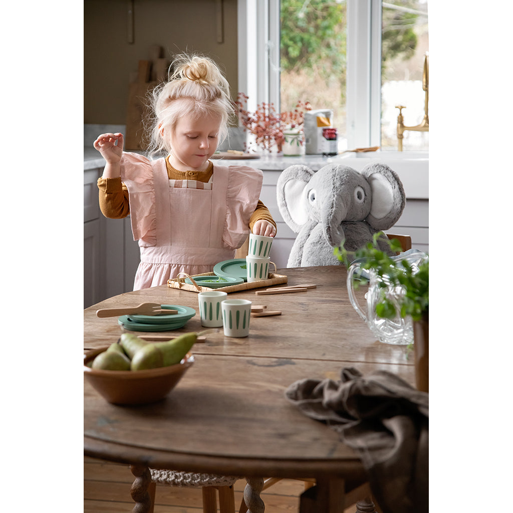 Sebra barnförklädeset med kockmössa, Dusty pink/classic white