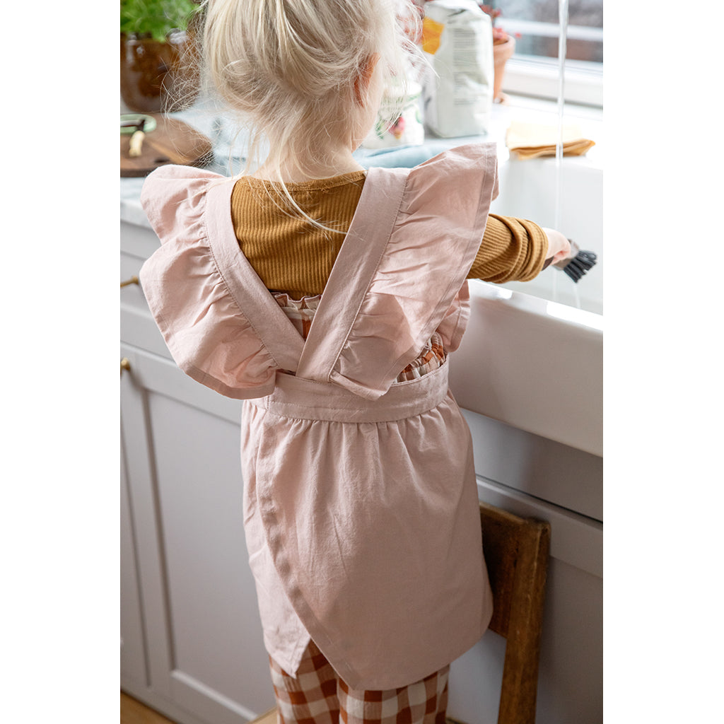 Sebra barnförklädeset med kockmössa, Dusty pink/classic white