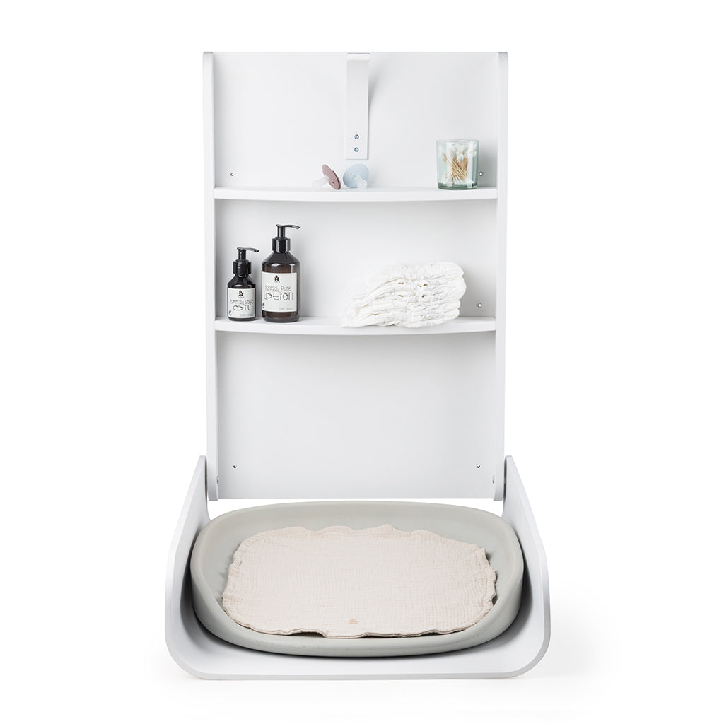 Sebra Väggmonterat skötbord i trä, Classic white