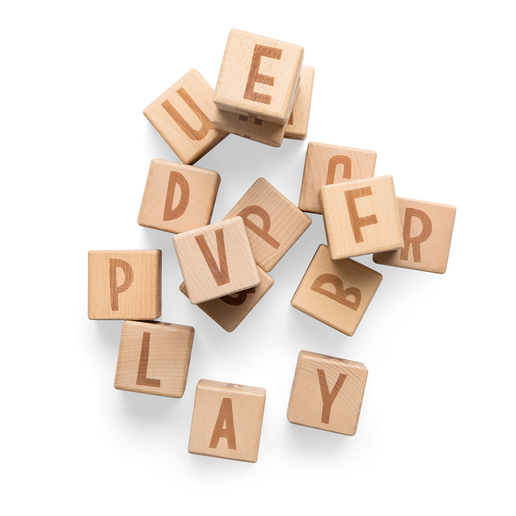 Sebra träklossar, 12 st. - Bokstavsklossar