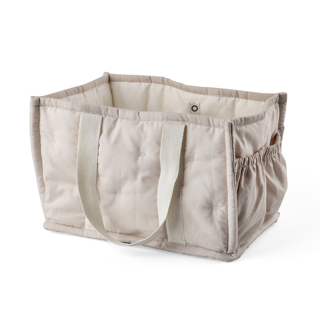 Sebra pusleopbevaringskurv i stof m hanke, Morning beige