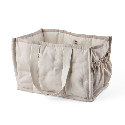 Sebra pusleopbevaringskurv i stof m hanke, Morning beige