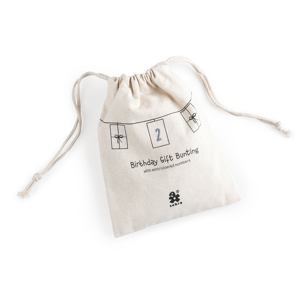 Sebra födelsedagsranka, presenter, siffror 0-9, ekologisk bomull