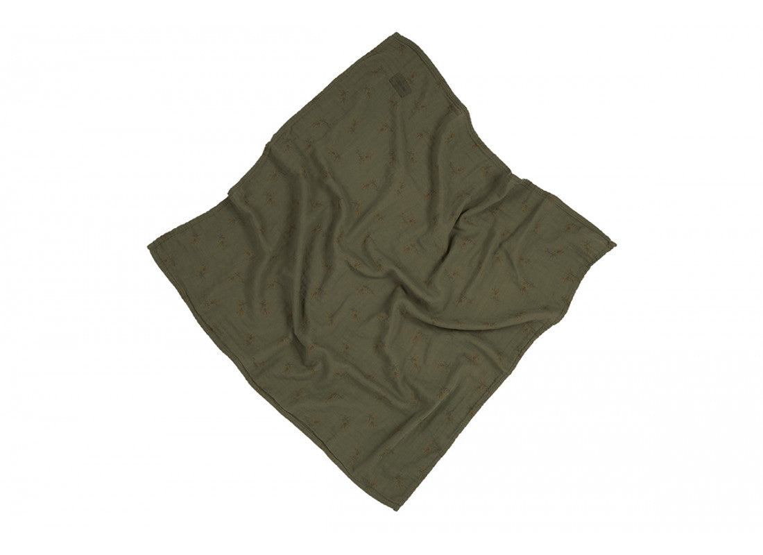 Nobodinoz swaddle med tryck, Wabi Sabi 70 x 70 cm - Flore Vetiver