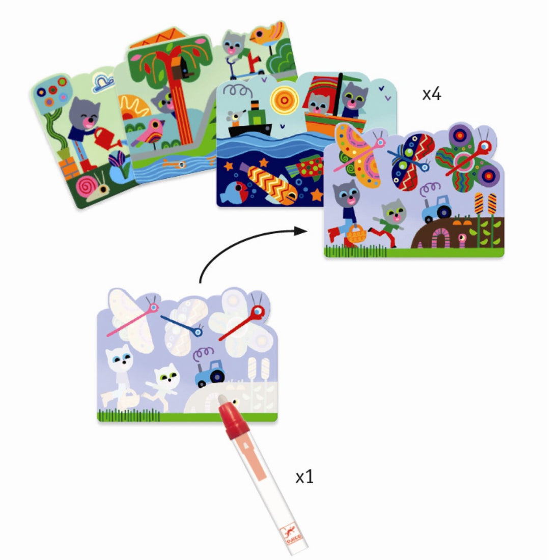 Djeco målar med vatten, Dold i trädgården - Från 18 mån.