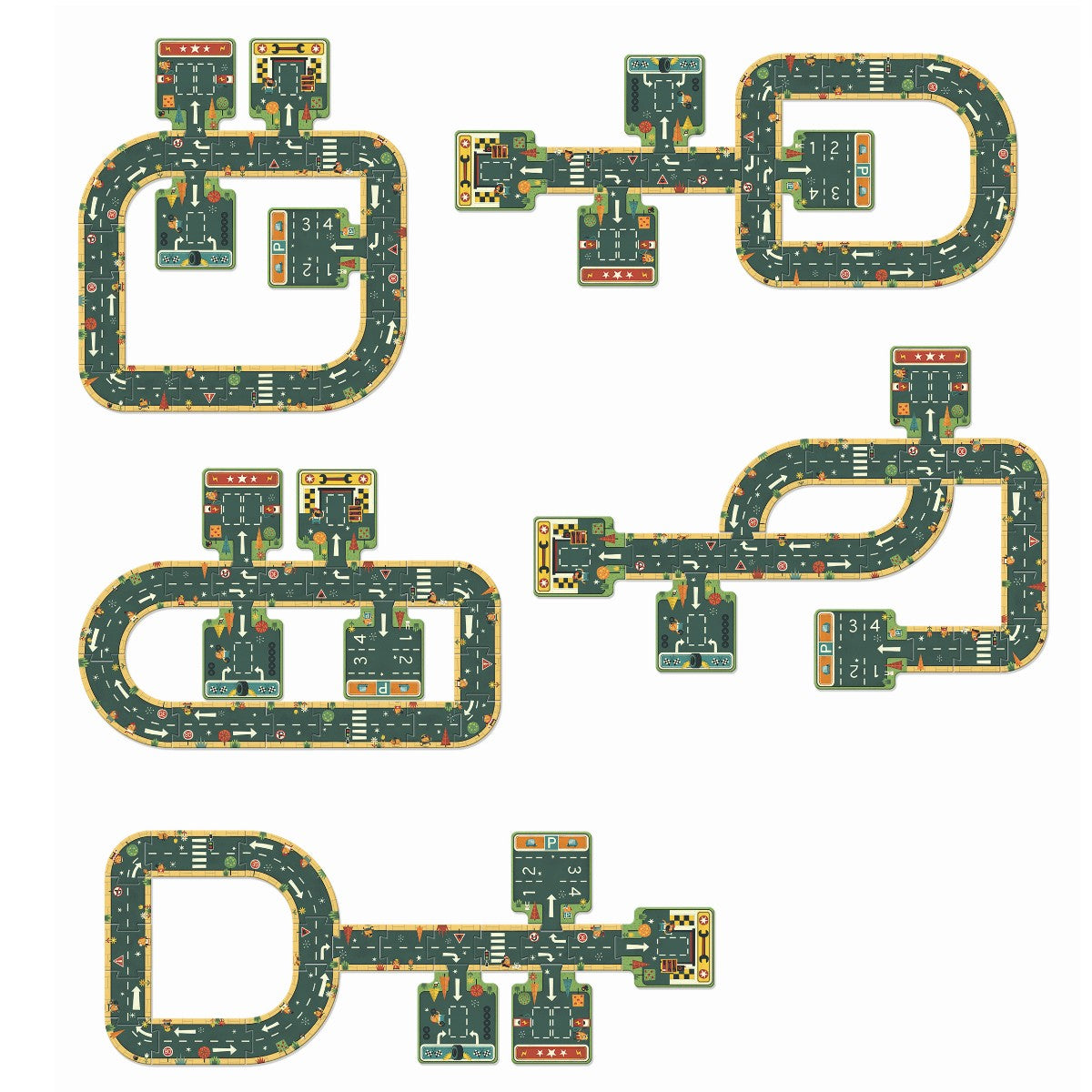Djeco golvpussel, vägar för bilar