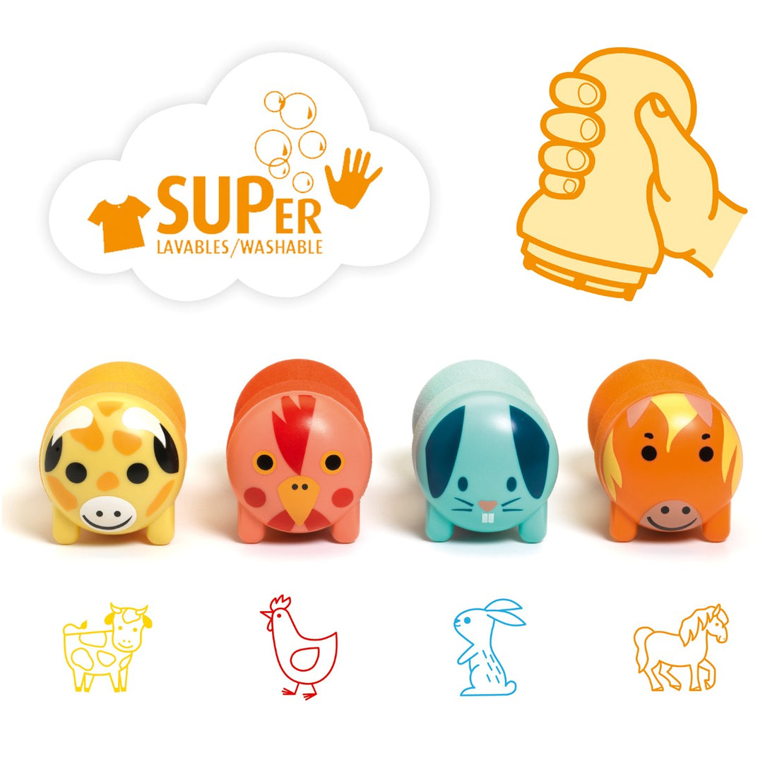 Djeco kreativ för de minsta, Stämplar – bondgård