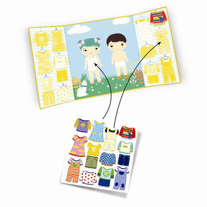 Djeco återanvändbara klistermärken, Kläder