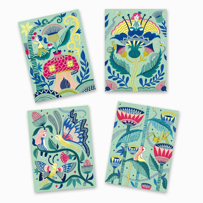 Djeco scratch-kort, Fantasiträdgården