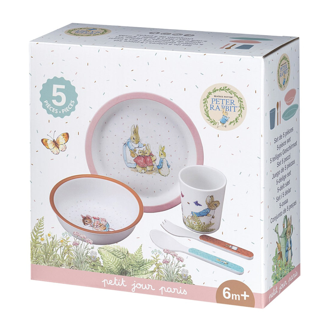 Petit Jour Paris, Peter Kanin barnservis i presentask med 5 delar – Röd