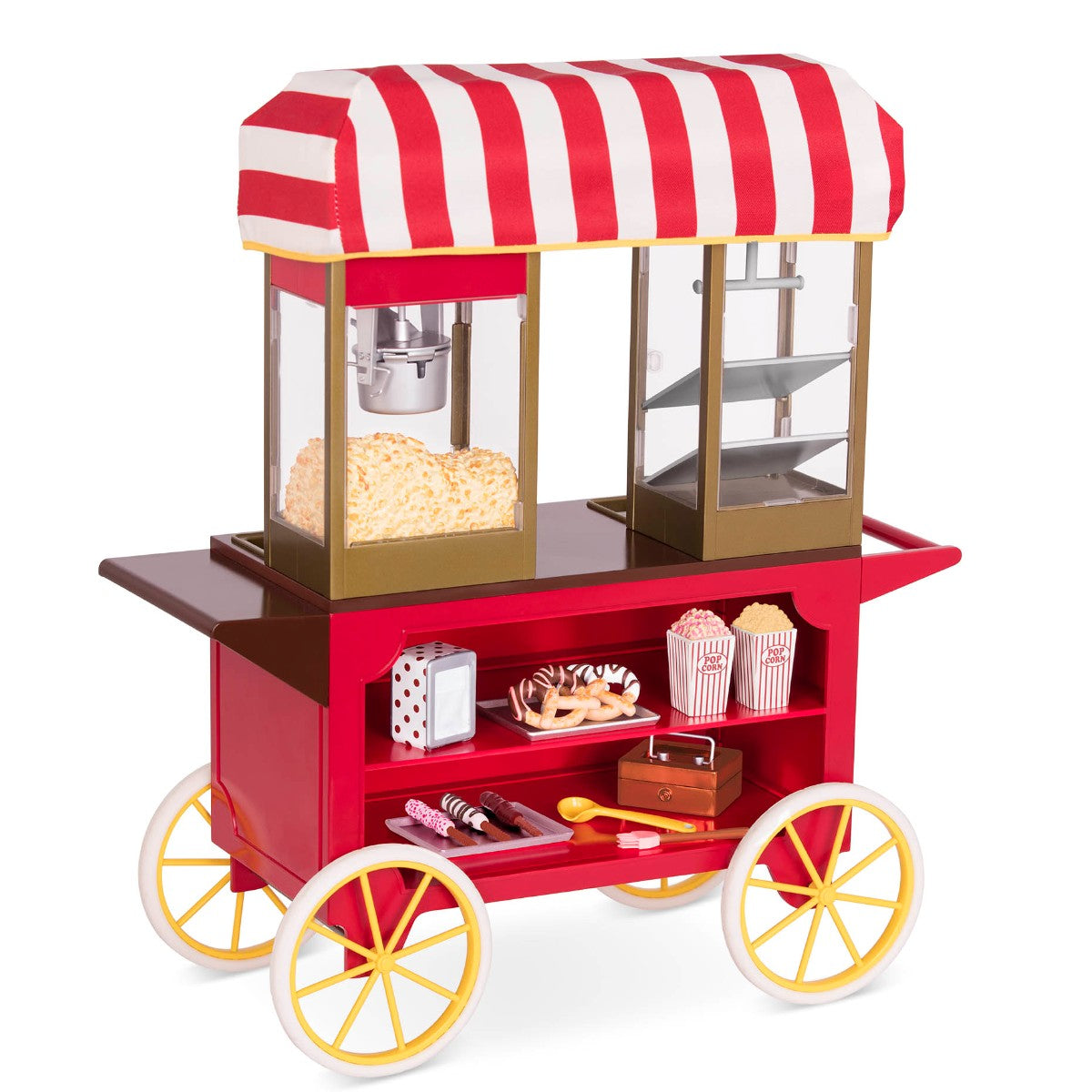 Our Generation docktillbehör, kringla- och popcornvagn