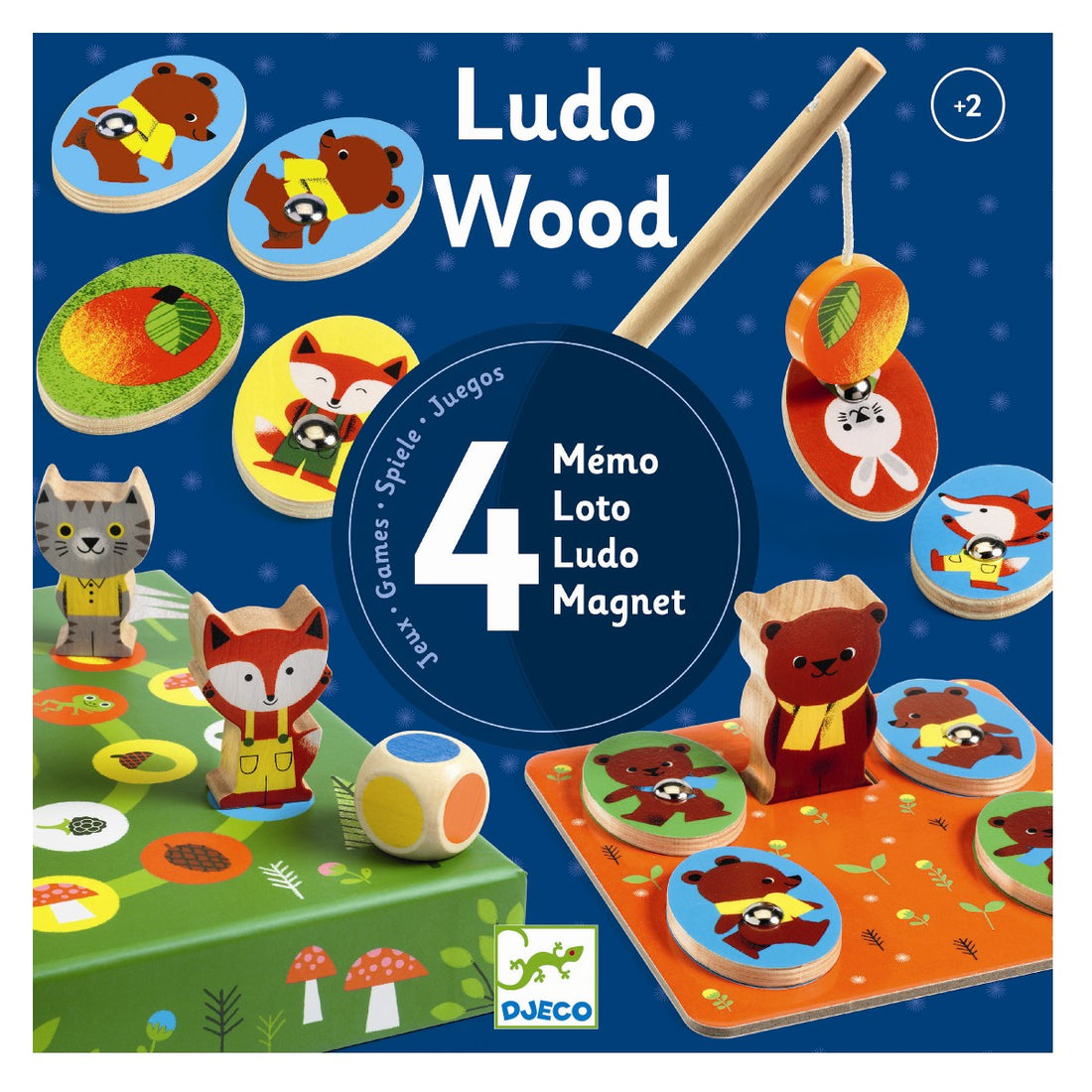 Djeco Spel, 4-i-ett - Ludo Wood