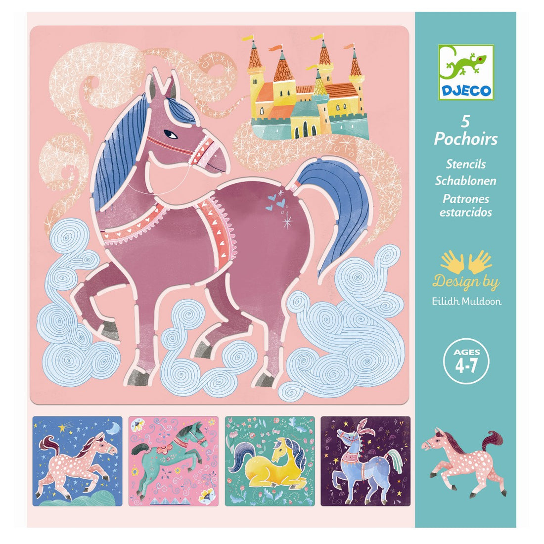 Djeco tegneskabeloner, Heste