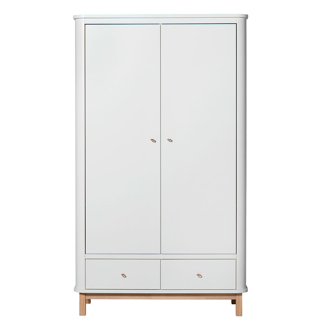 Oliver Furniture Wood garderob med 2 dörrar, vit/ek - höjd 204 cm