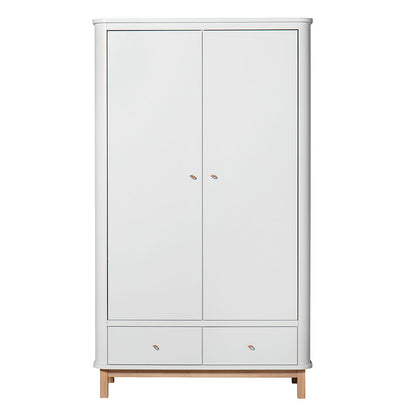 Oliver Furniture Wood garderob med 2 dörrar, vit/ek - höjd 204 cm