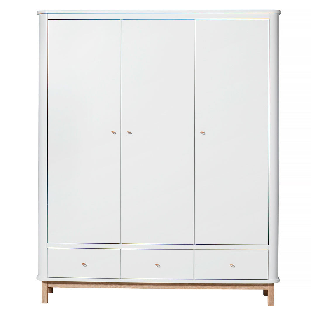 Oliver Furniture Wood garderob med 3 dörrar, vit/ek - höjd 204 cm