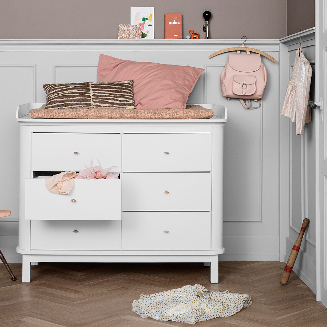 Oliver Furniture Wood puslekommode, m. stor plade - hvid