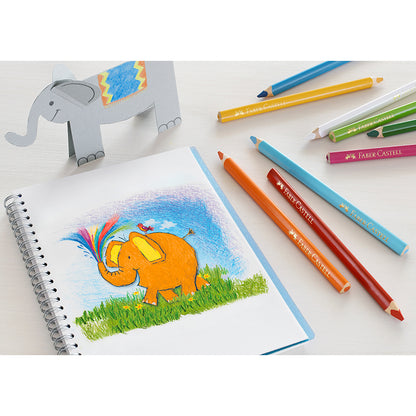 Faber-Castell, 12 st trekantiga Jumbo färgpennor med extra bred spets