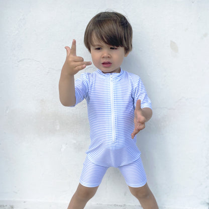 Petit Crabe UV-dräkt med dragkedja, Natsu, Baby blue/white - 0-8 år