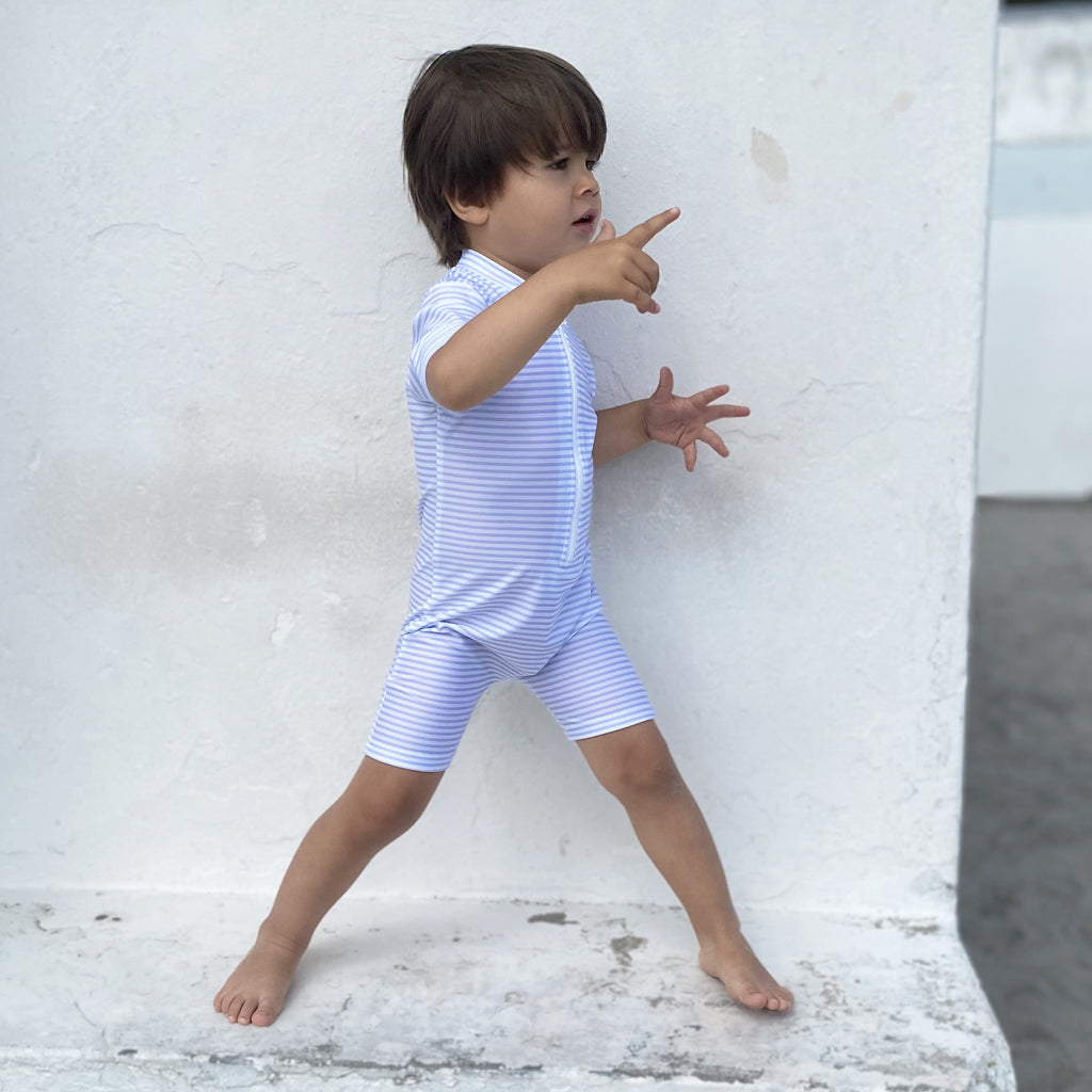 Petit Crabe UV-dräkt med dragkedja, Natsu, Baby blue/white - 0-8 år