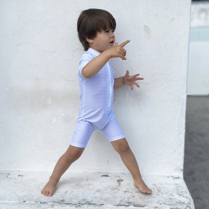 Petit Crabe UV-dräkt med dragkedja, Natsu, Baby blue/white - 0-8 år