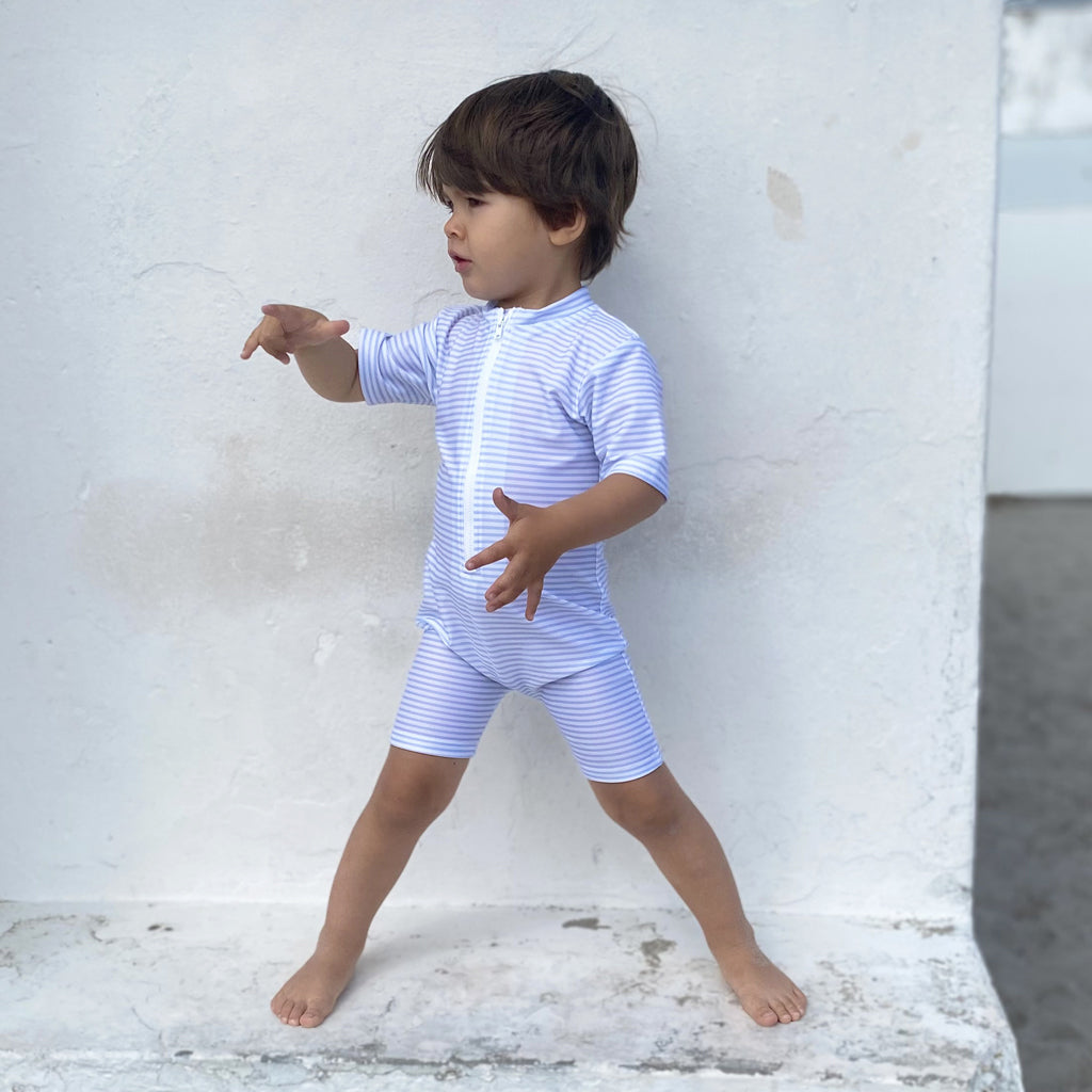 Petit Crabe UV-dräkt med dragkedja, Natsu, Baby blue/white - 0-8 år