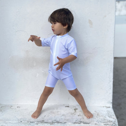 Petit Crabe UV-dräkt med dragkedja, Natsu, Baby blue/white - 0-8 år