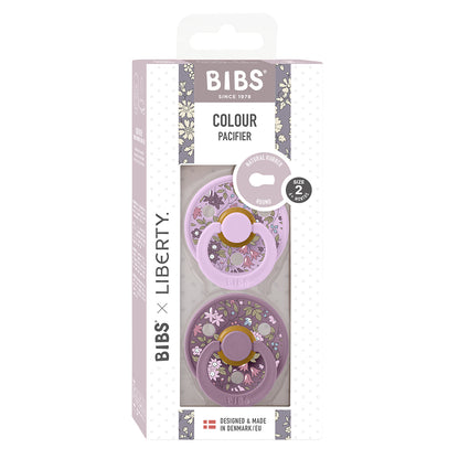 Bibs Liberty, 2-pack Colour, nappar i naturgummi, str. 2 - Chamomile Lawn - Violet Sky Mix