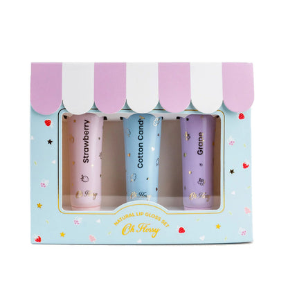 Oh Flossy Naturlig Lip Gloss för barn, Set med 3 färger