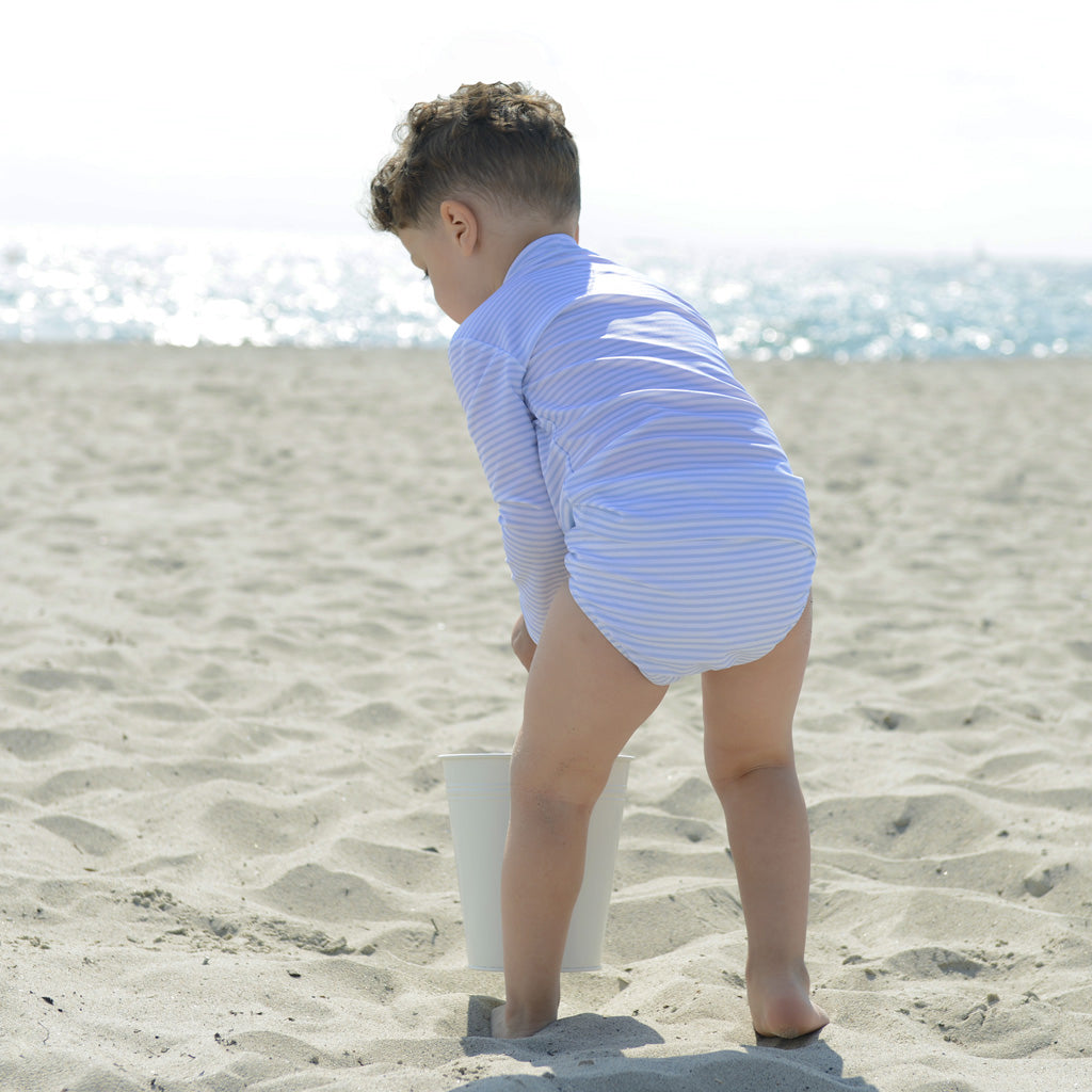 Petit Crabe UV-badtröja, Sydney, Baby blue/White - 0-10 år