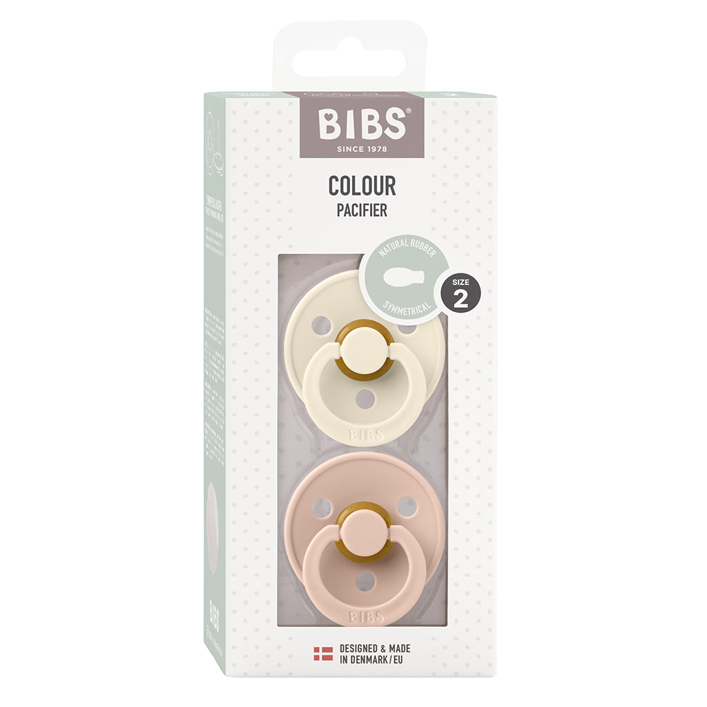 Bibs 2-pack, nappar i naturgummi, str. 2 - Ivory/Blush