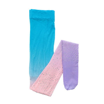 Great Pretenders utklädningskläder, Strumpbyxor med rhinsten - rosa/blå Str. 3-8 år.