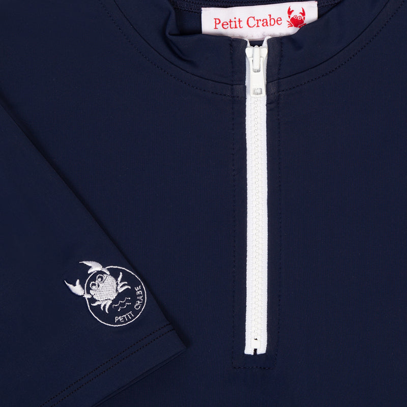 Petit Crabe UV badblus med dragkedja och korta ärmar, Max, blå - 1-10 år