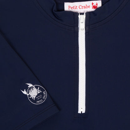 Petit Crabe UV badblus med dragkedja och korta ärmar, Max, blå - 1-10 år