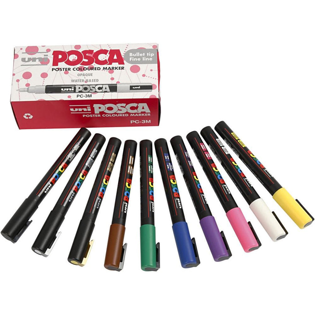 Posca tuscher, streg 0.9–1.3 mm – 12 stk. ass farver